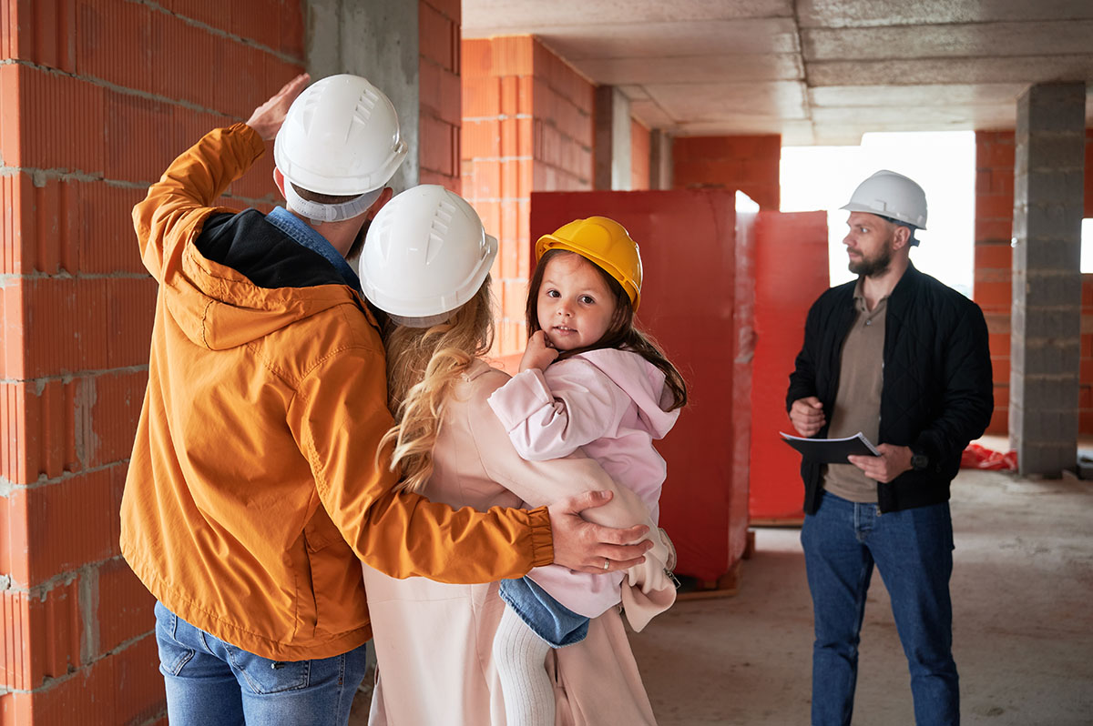 Stockowe zdjęcie rodziny na budowie